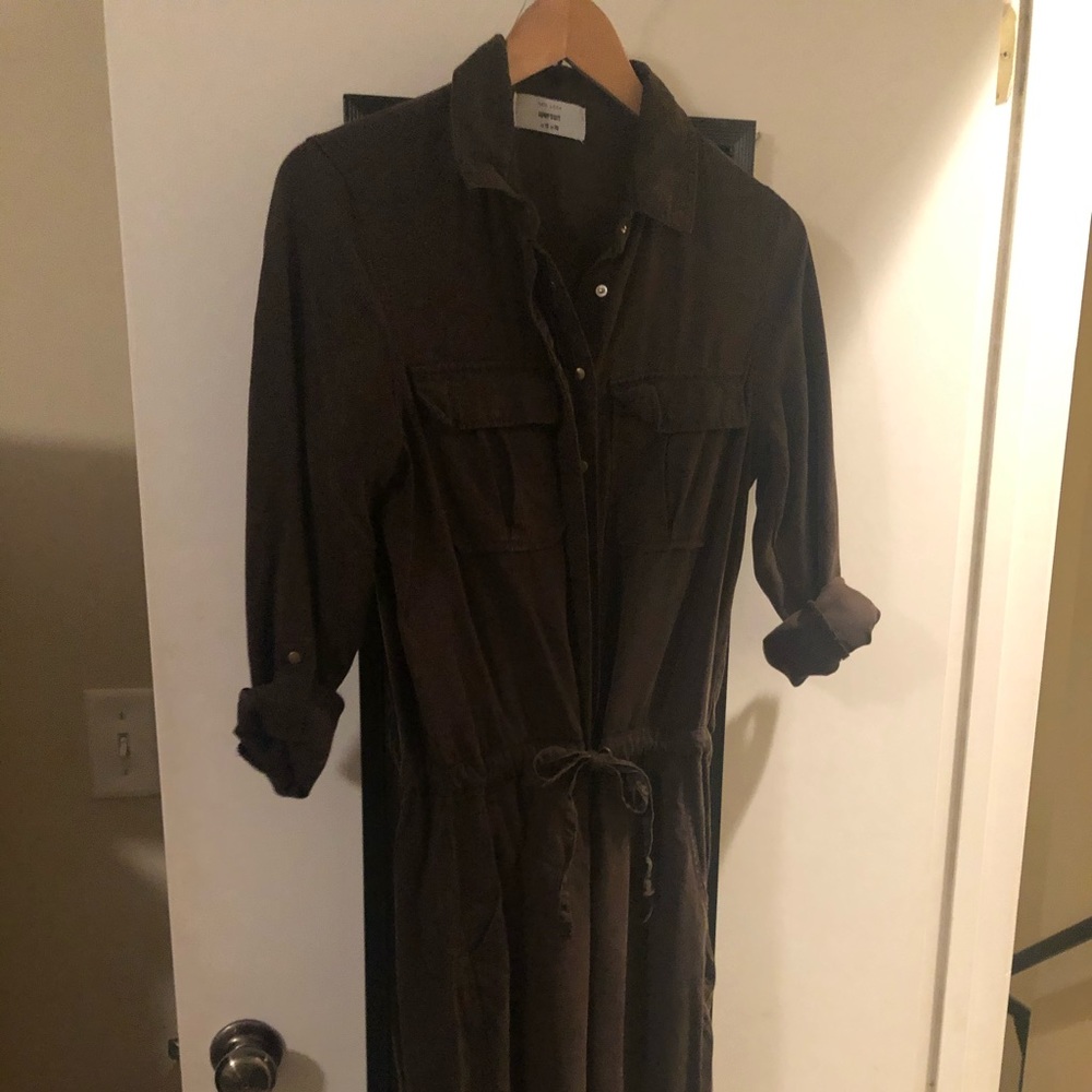 Dark green utility jumpsuit